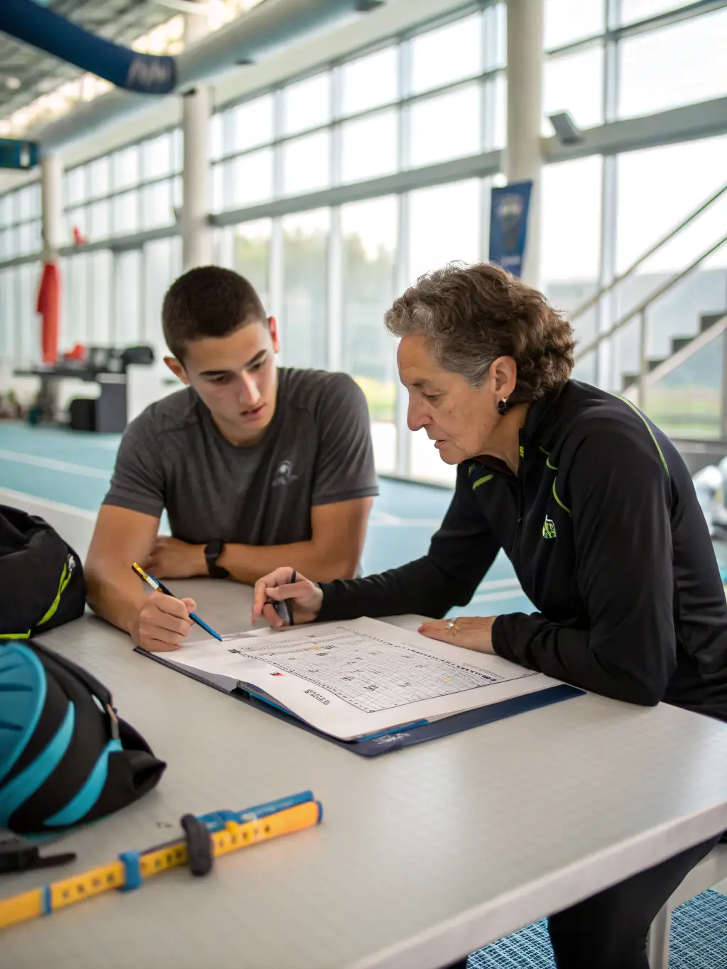 A cyclist receiving guidance from a coach during a personalized training session, highlighting the individualized support offered by the club.